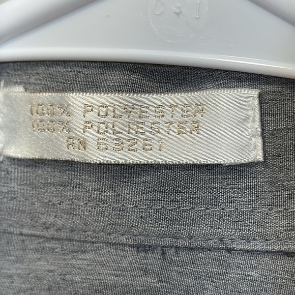 ELLIOTT Men’s Gray Button-Up Long Sleeve Collar Shirt Med 15-15.5 100% Polyester - Picture 12 of 16